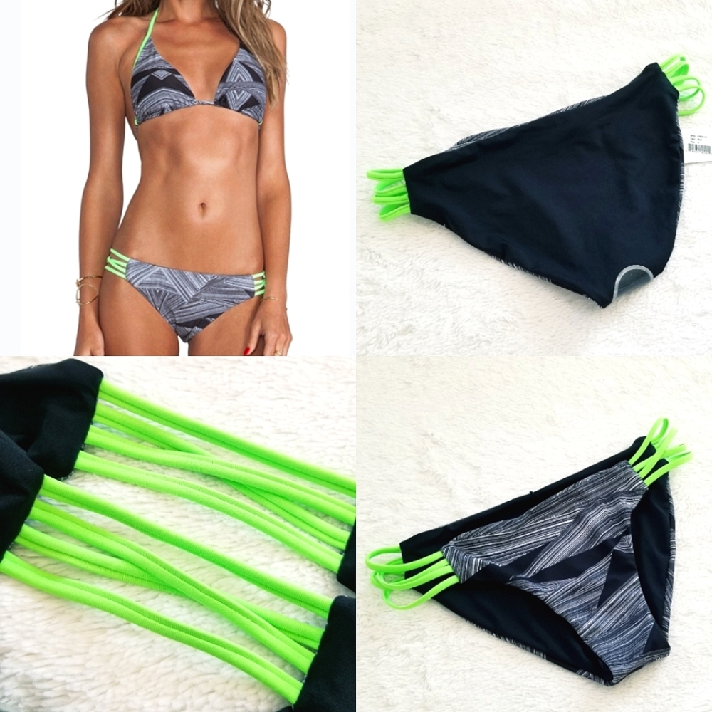 L*Space Low Down Neon Reversible Strappy Bikini Bottom NWT - Picture 10 of 11